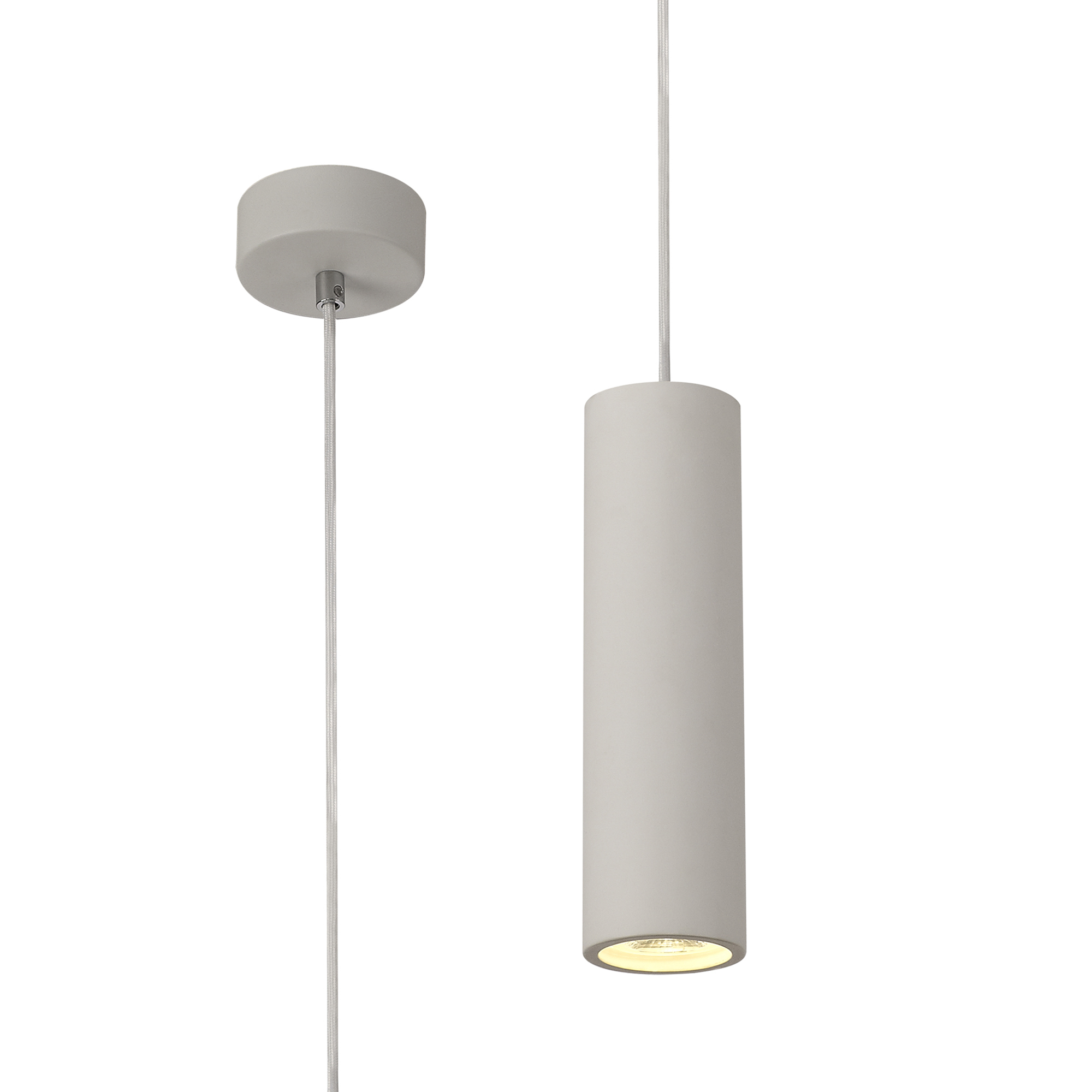 D0502  Alina Cylinder Pendant 1 Light White Paintable, Polished Chrome